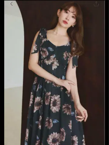 Sunflower-Printed Midi Dress forest
