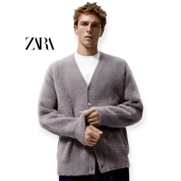 ZARA 샤기 니트 가디건 L