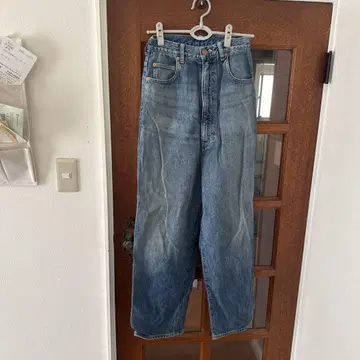 R NA 블루 와이드 레그 데님