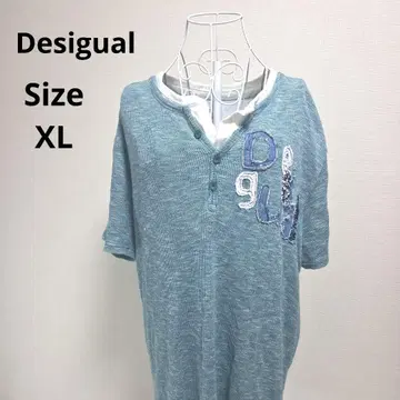 [ 세련된 Desigual ] 그린 믹스 티셔츠 로고 사이즈 XL