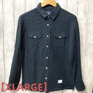 [ XLARGE ] 도트 무늬 긴팔 셔츠 네이비 [M] Z06