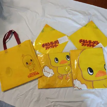 치킨 라면 병아리 캐릭터 모녀 에이프런 토트백