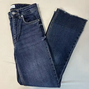 ZARA 다크 블루 플레어 청바지 프린지 밑단