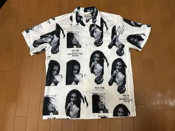 밥 말리 Bob Marley 반팔 셔츠 남성용 화이트 레게 남국