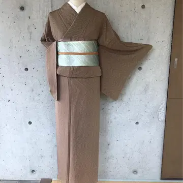 순수 실크 고급 코몬 줄무늬에 물결 줄무늬 패턴 이중 기모노