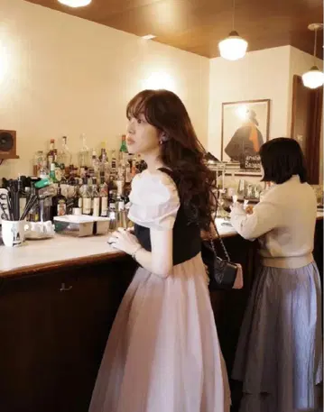fletta 퍼프 슬리브 미디 기장 원피스 핑크
