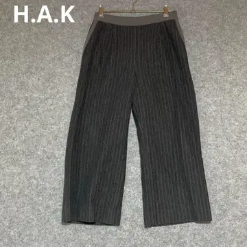 H.A.K 스트라이프 패턴 와이드 팬츠 다크 그레이