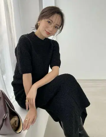 anuans 트위드 자카드 니트 셋업