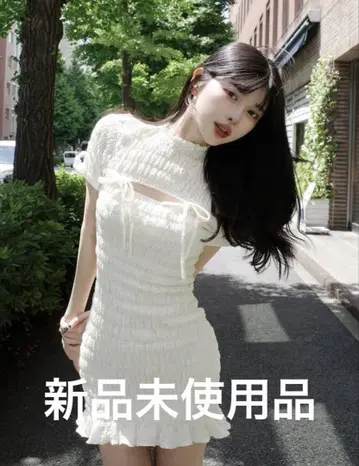 Darich 다리치 리본 셔링 미니 원피스