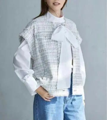 Theory luxe 트위드 베스트 Charlotte Tweed Maty