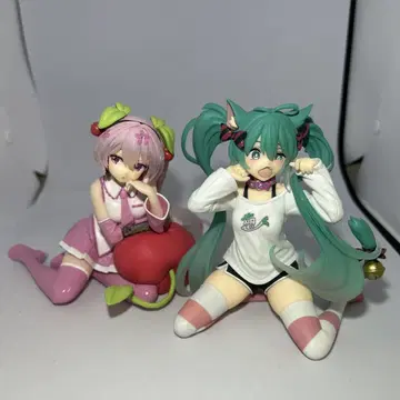 하츠네 미쿠 Desktop Cute 피규어 고양이 귀 T셔츠 벚꽃 미쿠