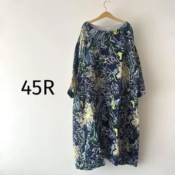 45R 코튼 린넨 이중직 플라워  DRESS 0 면마 원피스