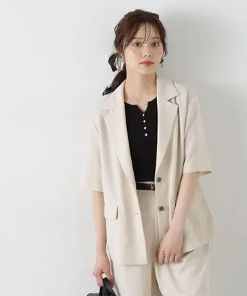 하프 자켓 반팔 자켓 아이보리