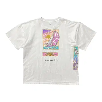 구제 의류 90S USA 제작 티셔츠 빈티지 프린트 싱글 스티치