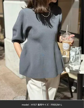 반팔 페플럼 니트 풀오버