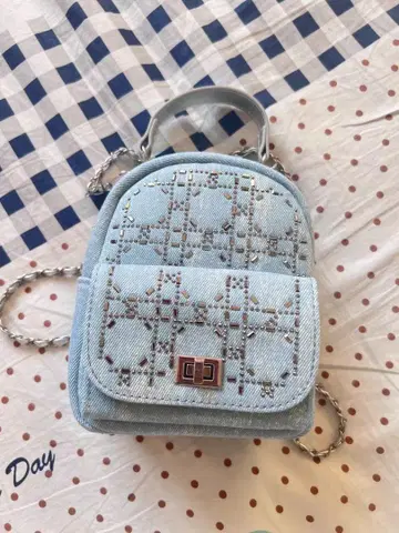 스카이블루 데님 미니 숄더백