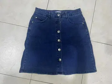 다크 블루 데님 타이트 스커트