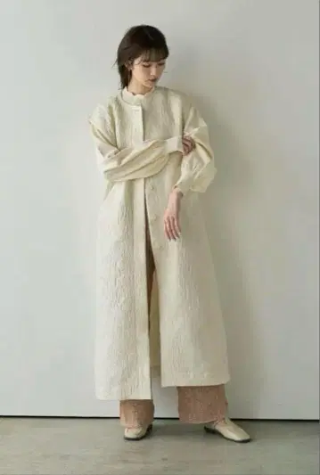 Eaphi 자카드 롱 베스트 아이보리