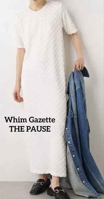 새상품급 Whim Gazette THE PAUSE 롱 원피스 반팔 화이트