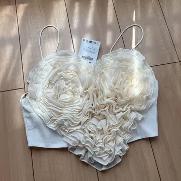 ZARA 자라 아이보리 하트 모양 프릴 뷔스티에 미사용 새상품