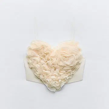 ZARA 자라 아이보리 하트 모양 프릴 뷔스티에 미사용 새상품