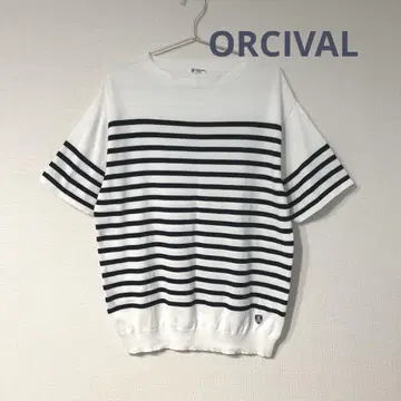ORCIVAL 코튼 니트 보더 티셔츠 반팔 넉넉한 사이즈 5