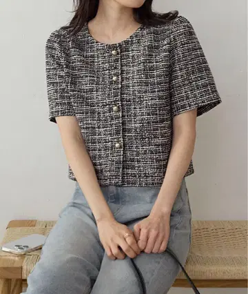 반팔 트위드 자켓 CHAN ME