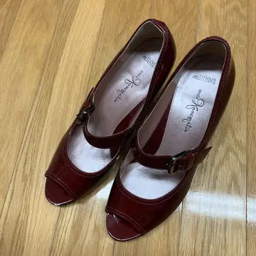 긴자 카네마츠 와인 레드 오픈토 펌프스