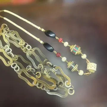 액세서리, 천연 재질, 캐주얼 다색 비즈 목걸이