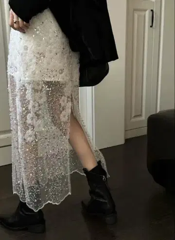 gypsophila 집소필라 시스루 플라워 자수 스커트