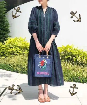 MUVEIL 뮤베르 컬러 스티치 원피스 네이비 38
