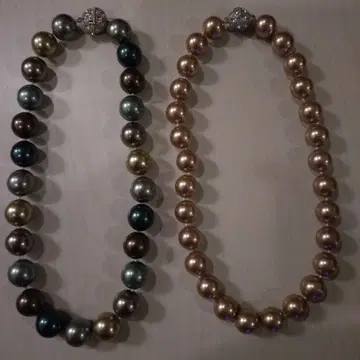 빅볼 1.5mm 2개 세트 새상품급 다색 펄 목걸이 골드 펄 목걸이