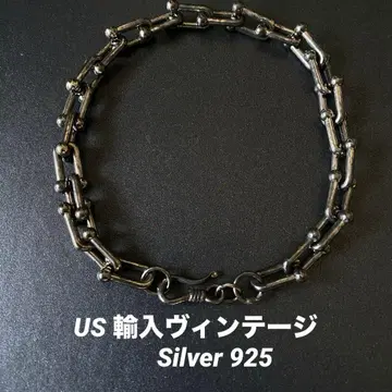 레어 US 빈티지 하드웨어 체인 팔찌 실버 925