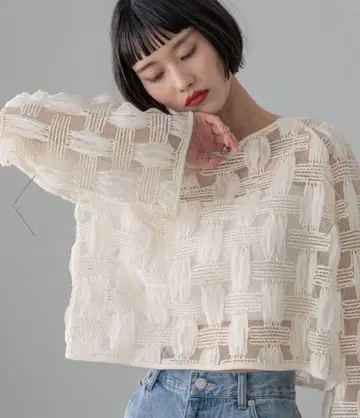 로리즈팜 [앞뒤 착용 가능] 튤 레이스 2WAY 가디건