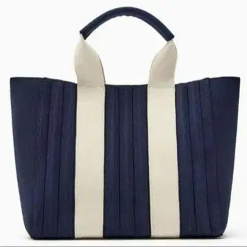 [인기] ZARA 플리츠 패브릭 토트백 네이비