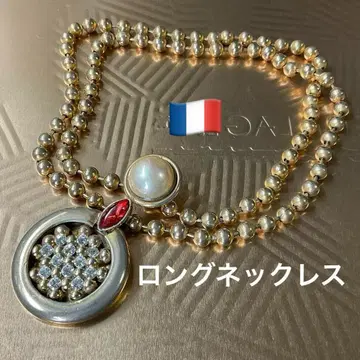 골드 롱 목걸이 프랑스 앤티크, 개성적인 빅 사이즈 모조 펄