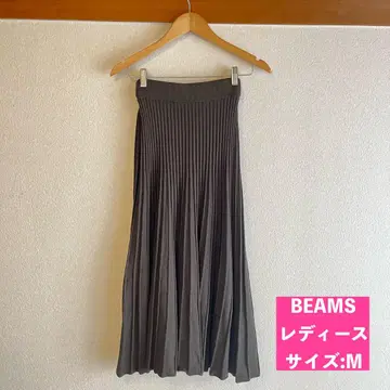 [컨디션 최상] BEAMS 여성용 플리츠 스커트 니트 M 카키