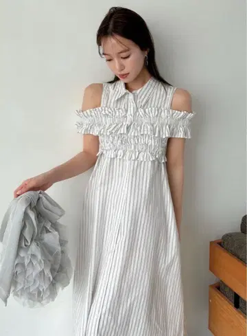 dazzlin 더즐린 개더 뷔스티에 SET 셔츠 원피스