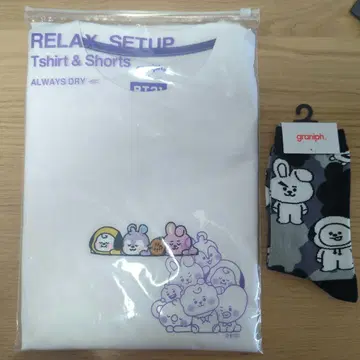 graniph BT21 낮잠 드라이 릴랙스 T셔츠 삭스 2세트