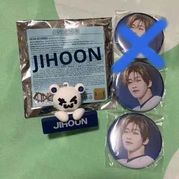 TWS JIHOON 베어 키링, 캔뱃지 세트