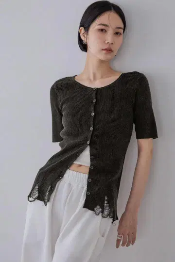 JEANASIS 14G 그런지 리브 가디건 SS