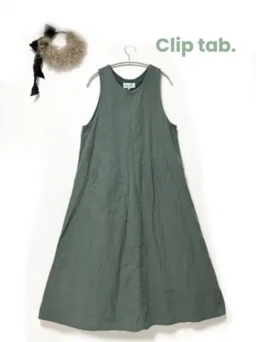 Clip tab. 린넨 백 턱 원피스