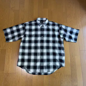 BEAMS 21SS 옴브레 체크 무늬 반팔 셔츠 사이즈 S