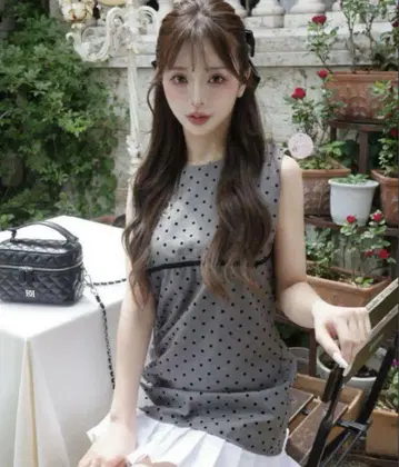 Darich 플로키 도트 슬리브리스 미니 원피스