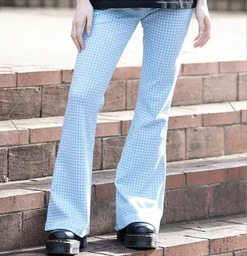xgirl GINGHAM EASY PANTS 깅엄 플레어 팬츠