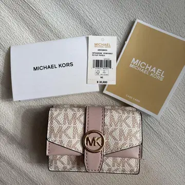 새상품 MICHAEL KORS 접이식 지갑 화이트 시그니처 가죽