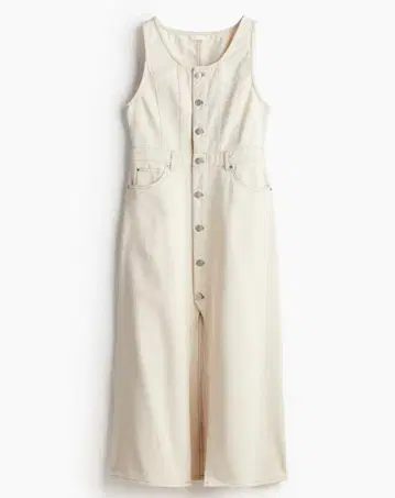 H&M 데님 원피스 프론트 버튼 아이보리