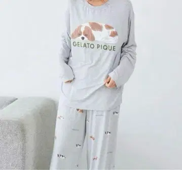 정품 SLEEPING DOG 패턴 상하의 세트 그레이 캐벌리어