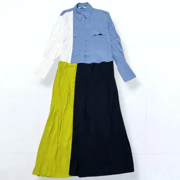 ZARA 컬러 블록 셔츠 원피스 맥시 기장 XS