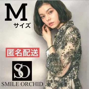 SMILE ORCHID 자수 스팽글 장식 볼륨 소매 레이스 드레스 원피스